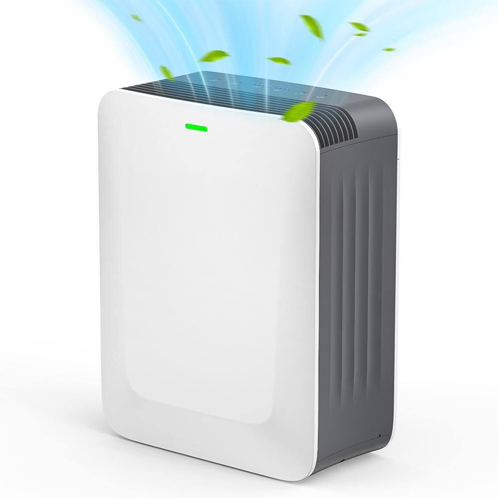 1485 sq. ft.3-Speed HEPA-True Console Air Purifier in Whites,with True ...