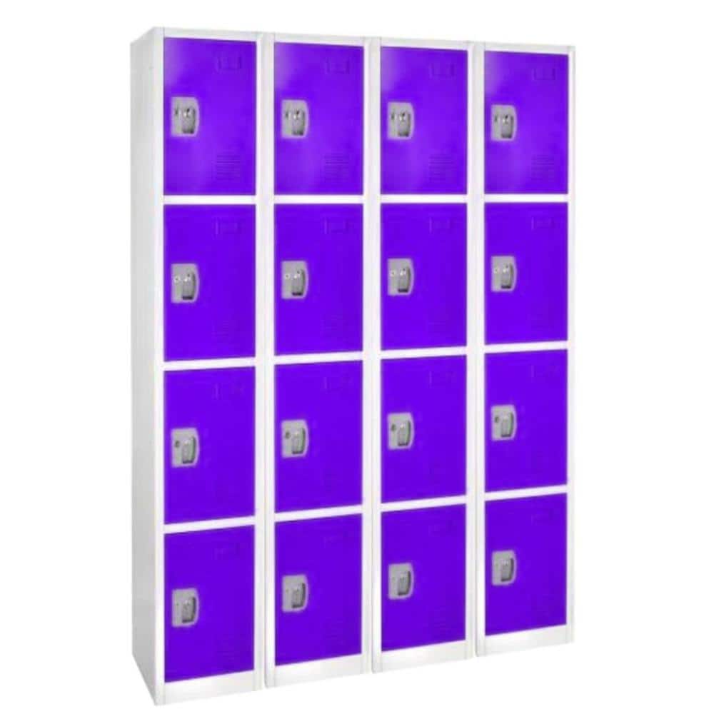 629-Series 72 in. H 4-Tier Steel Key Lock 4-Shelf Storage Locker Free Stand