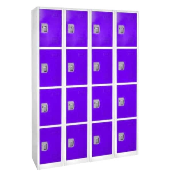 AdirOffice 629-Series 72 in. H 4-Tier Steel Key Lock 4-Shelf Storage Locker Free Standing Cabinets in Purple (4-Pack)