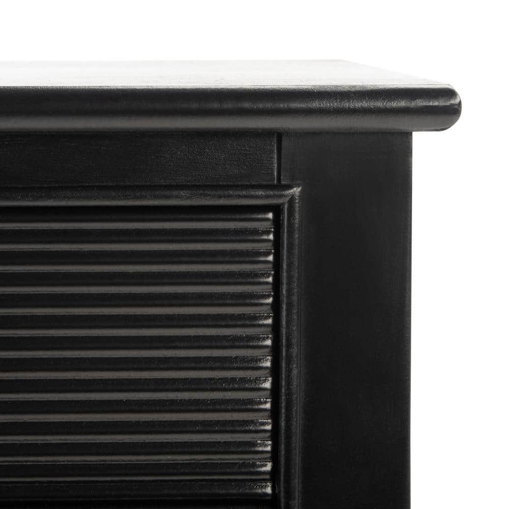 Black Wood Rectangular Accent Table with Storage Drawer