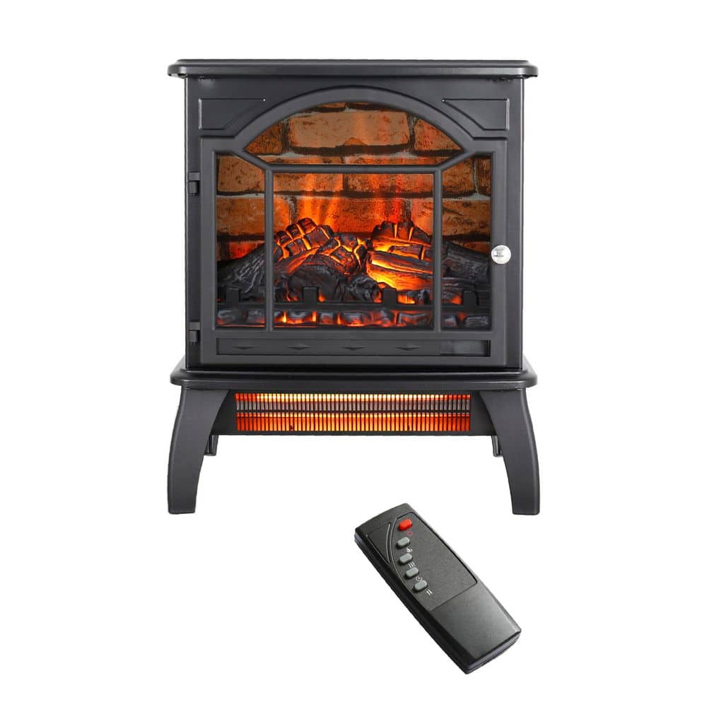 17.52 in. 1500-Watt Black 5000 BTU Freestanding Electric Fireplace Utility Convection Infrared Space Heater with Remote price history on PriceWatchPro