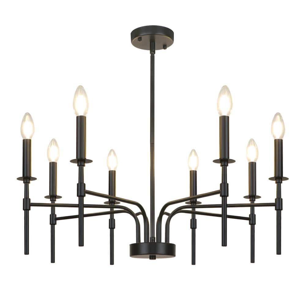8-Light Modern Black Farmhouse Candle Classic Chandelier Light Fixture for 