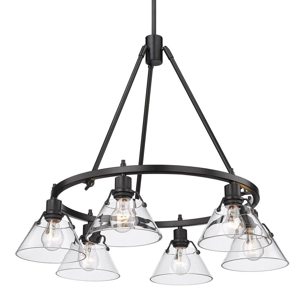 Orwell Matte Black and Clear Glass 6-Light Chandelier