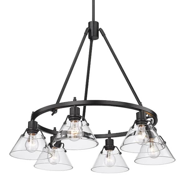 Golden Lighting - Orwell 6-Light Matte Black Modern Chandelier with Clear Glass Shades
