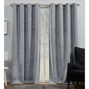 Burke Indigo Solid Blackout Grommet Top Curtain, 52 in. W x 96 in. L (Set of 2)