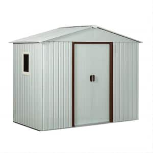 6 ft. x 5 ft. Outdoor White Metal Shed Storage with Metal Floor Base and Window (30 sq. ft.)