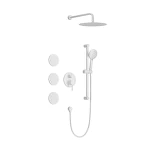 Shower System with Shower Head, Hand Shower, Slide Bar, Bodysprays, Shower Arm, Hose, Valve Trim, and Lever Handles