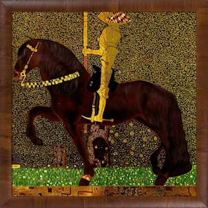 The Golden Knight (Luxury Line) by Gustav Klimt Panzano Olivewood Framed Animal Oil Painting Art Print 27 in. x 27 in.