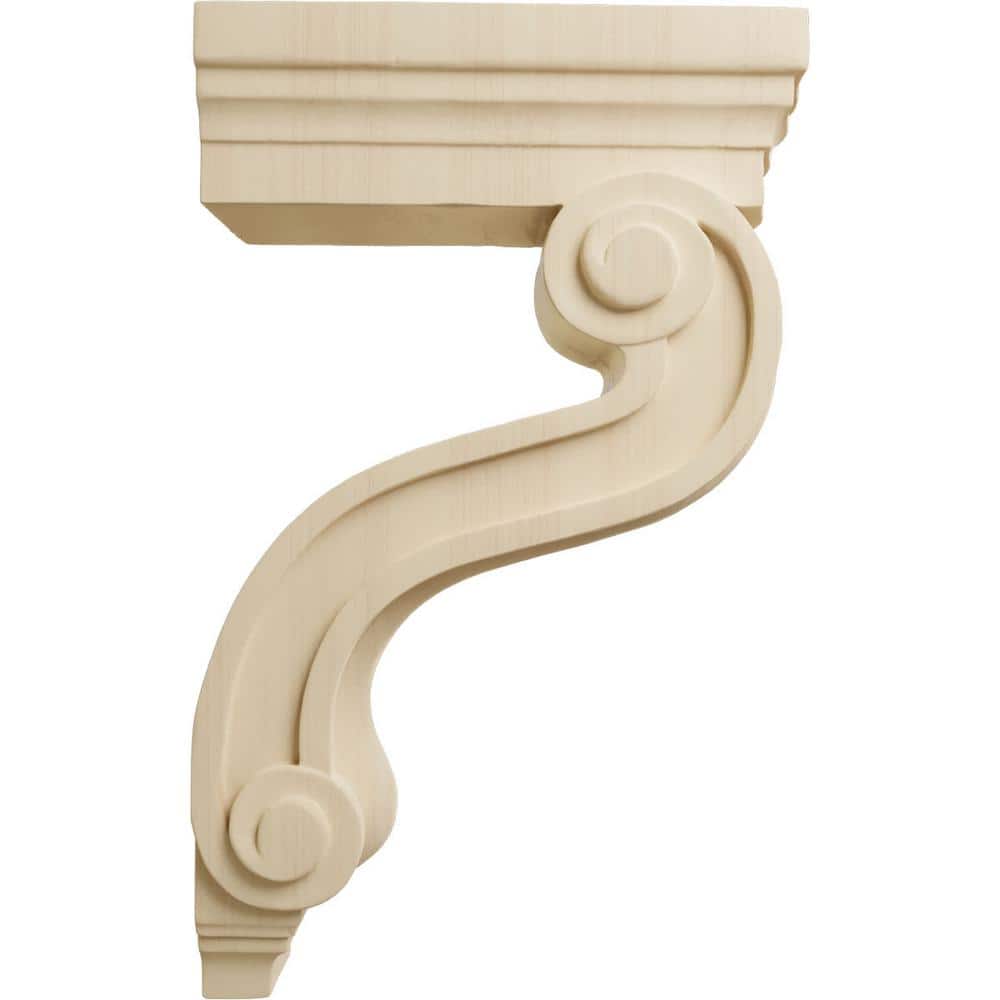 Hand-Carved Rubberwood Corbel with Hollow Back, 13" Height