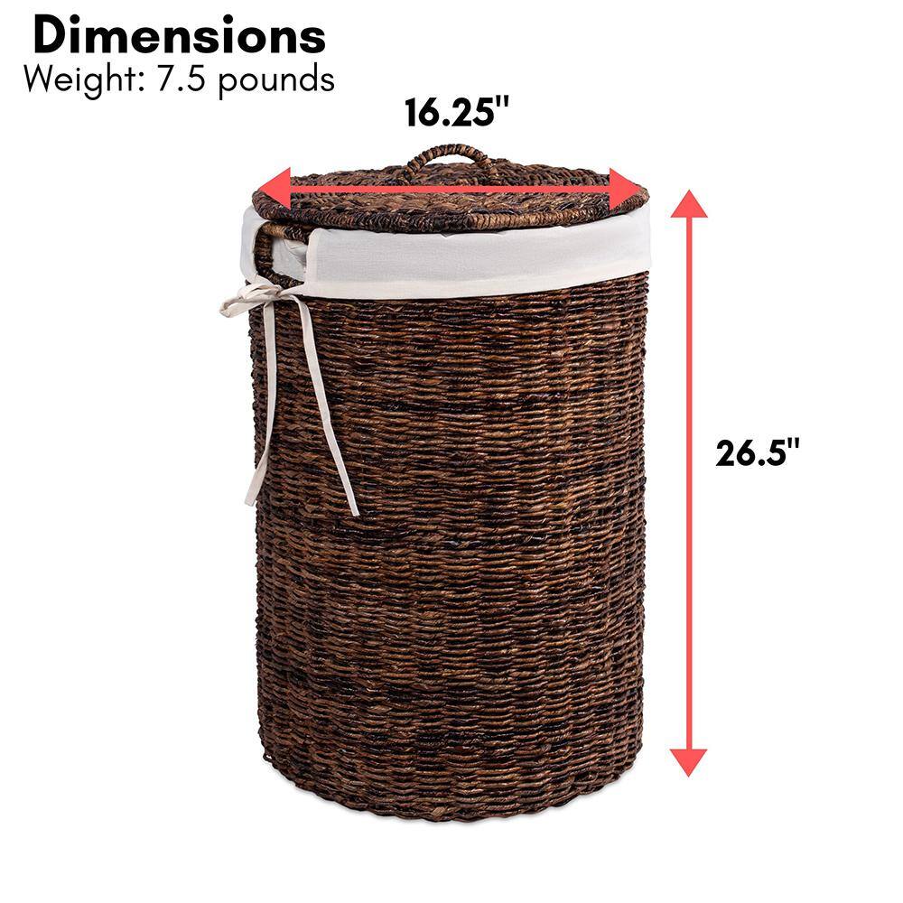Espresso Wicker Upright Hamper with Lid and Liner