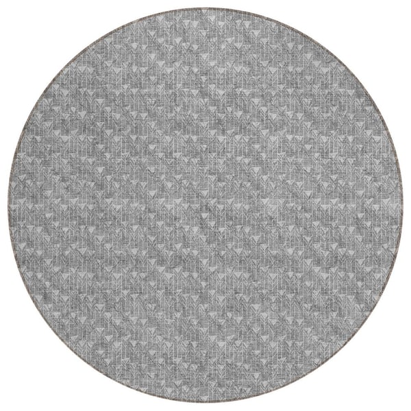 Addison Rugs Chantille ACN514 Gray 8 ft. x 8 ft. Round Machine Washable Indoor/Outdoor Geometric Area Rug