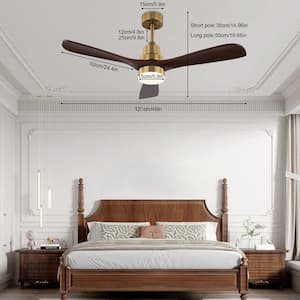 48 in. Indoor Dark Brown and Copper Modern Ceiling Fan with 3-Color Temperature Integrated LED Light Source and Remote