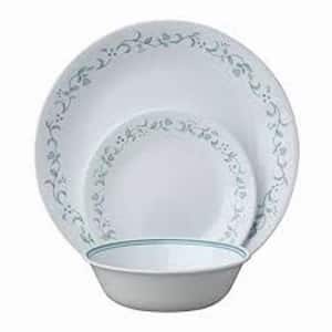Country Cottage 18-piece Glass Dinnerware Set, Service for 6, White and Blue