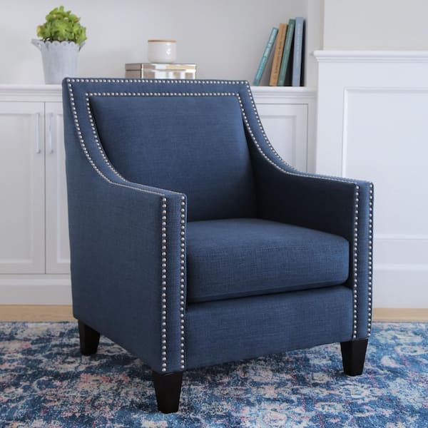 DEVON & CLAIRE Adrienne Nailhead Accent Chair, Blue