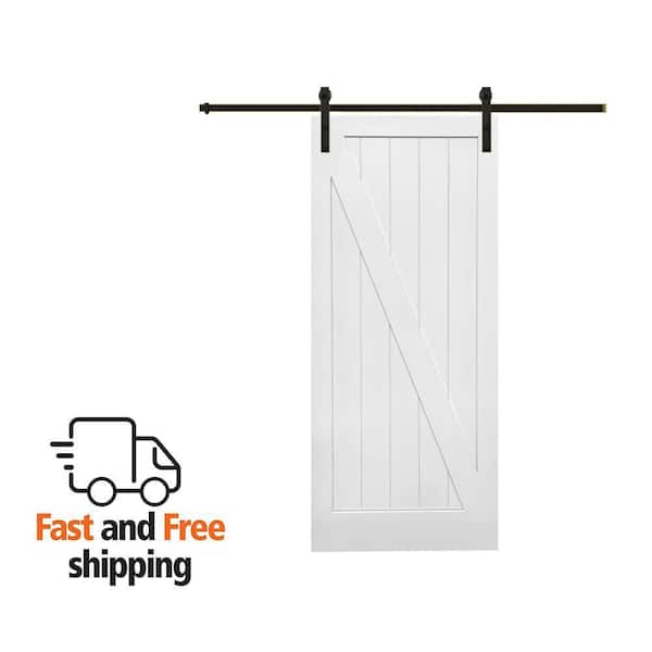 MMI DOOR 72 in. x 84 in. Primed Z-Plank MDF Sliding Barn Door with