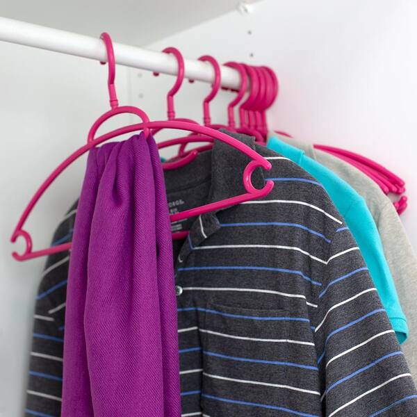 Home Basics 10-Piece Velvet Hangers, Fuchsia, STORAGE ORGANIZATION