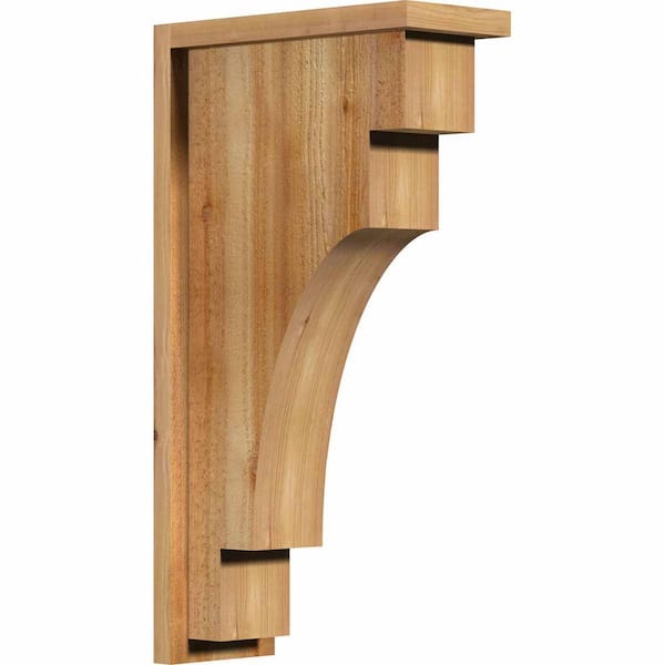 Ekena Millwork 6 in. x 14 in. x 26 in. Western Red Cedar Mediterranean Rough Sawn Corbel with Backplate