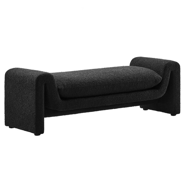 MODWAY Waverly in Black 60 in. Bedroom Bench Boucle Fabric