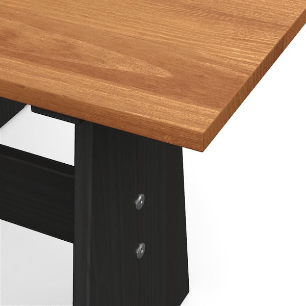 Dwell Home Inc Chapman Solid Wood 3-Piece Corner Dining Set- Black/Oak  DT-C-CH-KO