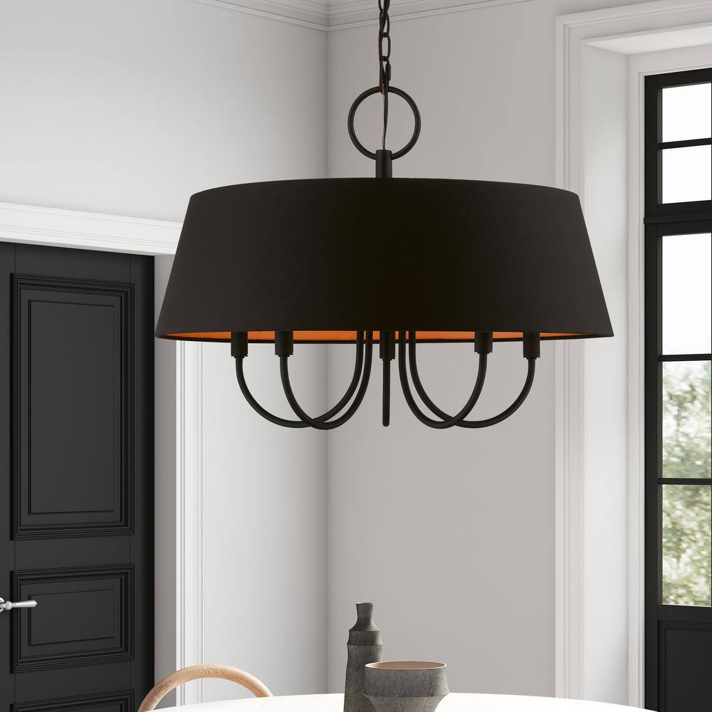 Palma Modern Retro 5-Light Black Drum Pendant Chandelier