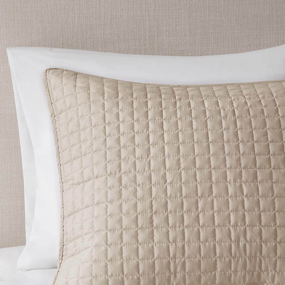 Khaki Full Microfiber Reversible Quilt Set