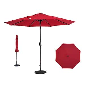 9 ft. Aluminum Octagonal Market Umbrella Patio Table Umbrella with Tilt in Red, Base Not Included