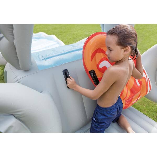 Intex 1 Volt Electric Pump In Grey Blue Surf N Slide Inflatable Kids Backyard Water Slide ep e The Home Depot