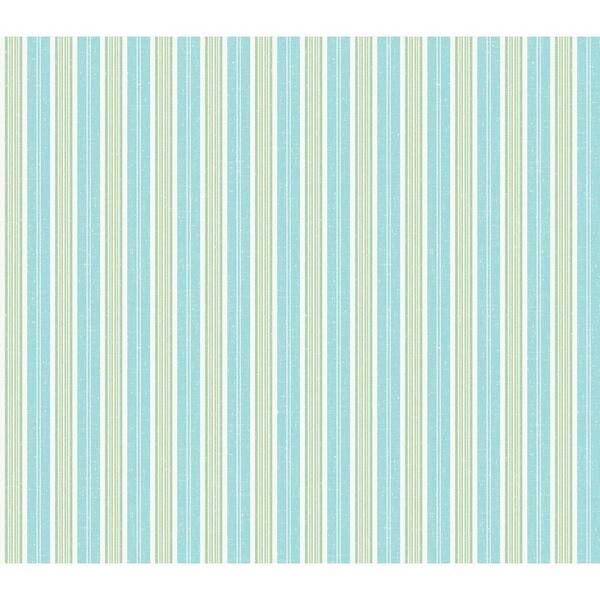 The Wallpaper Company 56 sq. ft. Blue and Green Fun Stripe Wallpaper