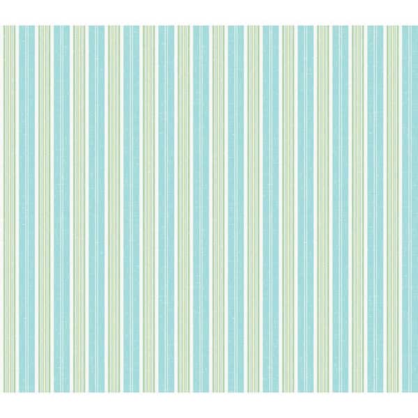The Wallpaper Company 8 in. x 10 in. Blue and Green Fun Stripe Wallpaper Sample