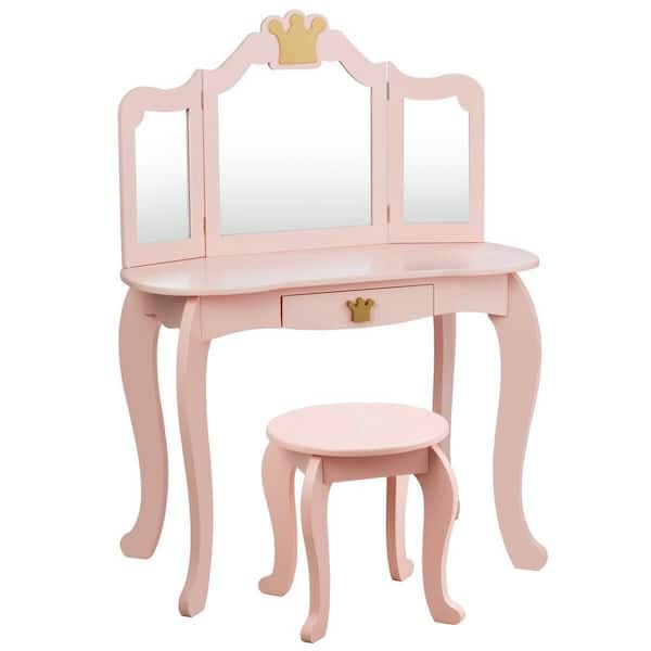 Amazon.com: MOOWIND Vanity Stool for Makeup Room Bedroom, Modern  Multifunctional Vanity Stools Chair Round Ottoman Velvet Upholstered Seated  Foot Rest Dressing Stool with Golden Leg, Side Table End Table,Pink : Home &