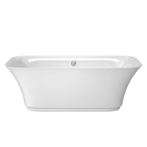 Logmey 67 in. Acrylic Flatbottom Non-Whirlpool Bathtub in White