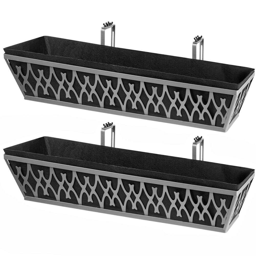 Window Planter Series 30 Inch Black Carbon Steel Rectangular Outdoor Railing Planter with Adjustable Brackets 2-Pack price history on PriceWatchPro