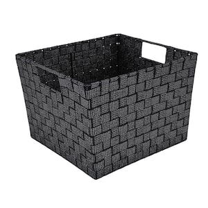 10 in. H x 15 in. W x 13 in. D Black Plastic Cube Storage Bin