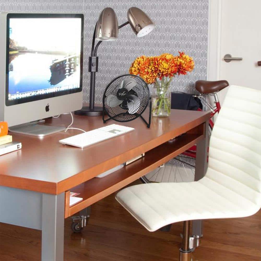 Compact 9" Black Metal High-Velocity Desk & Floor Fan with 3-Speed Tilt Control