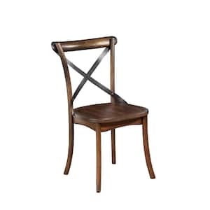 Arendal Burnished Dark Oak Wood Seat Solid Wood Side Chair Set of 2