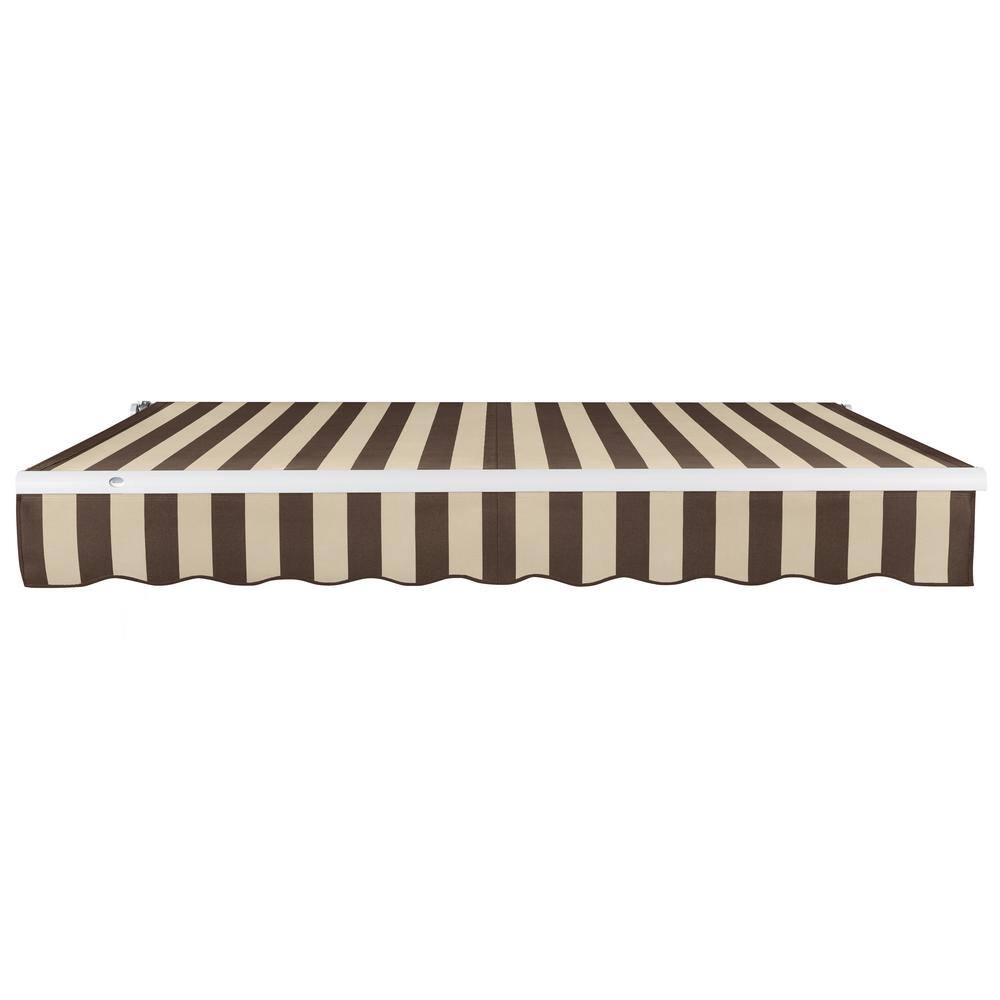 8' x 6.5' Brown and Tan Stripe Motorized Patio Awning