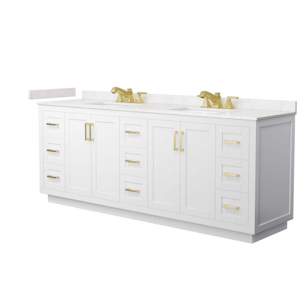 Miranda 84 in. Double Freestanding White Bath Vanity with Carrara Cultured Marble Top Assembled price history on PriceWatchPro