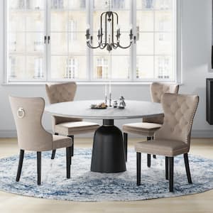 Brooklyn Taupe Tufted Velvet Dining Side Chair (Set of 4)