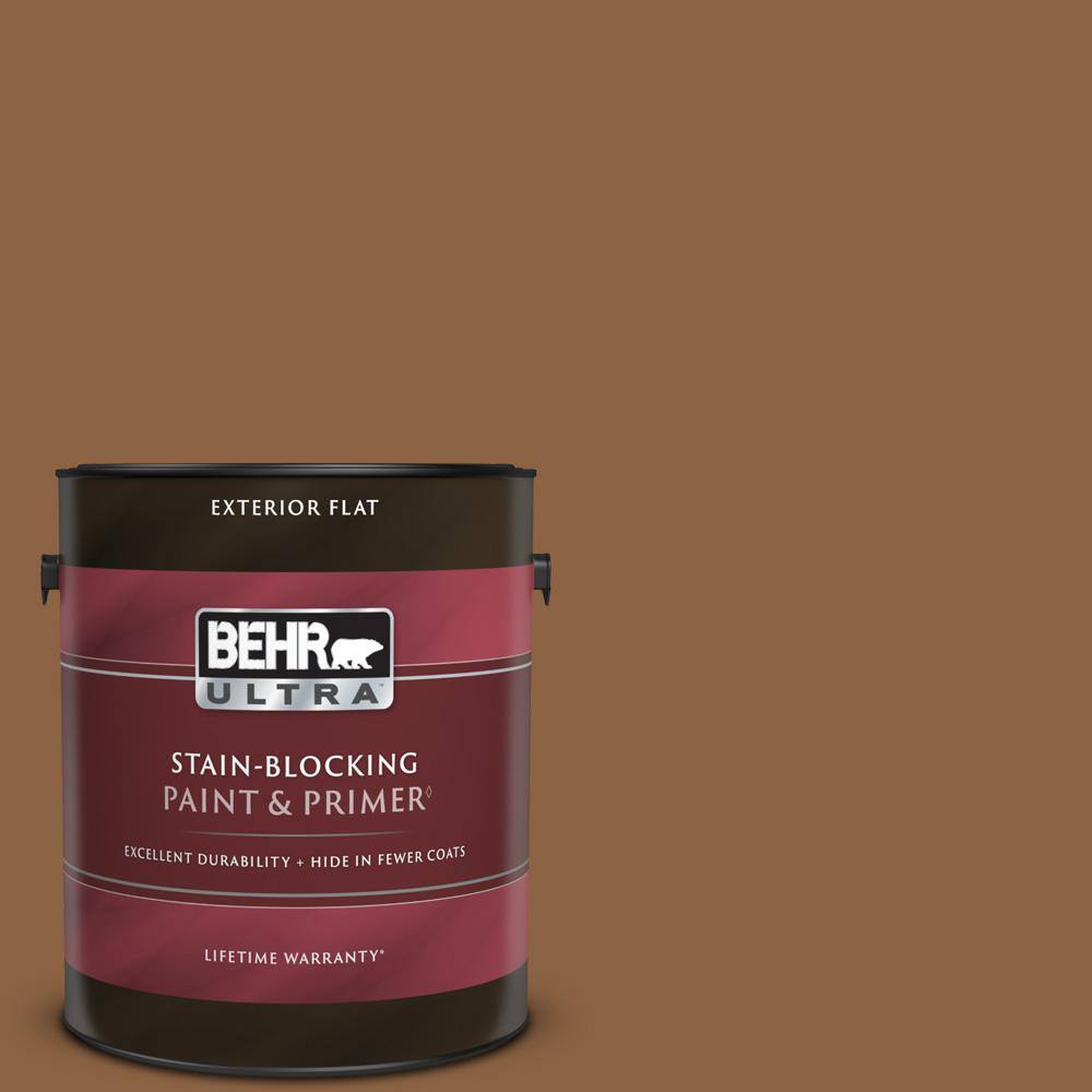 BEHR ULTRA 1 gal. 260F7 Caramel Latte Flat Exterior Paint & Primer