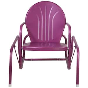 Outdoor Retro Metal Tulip Glider Patio Chair Purple