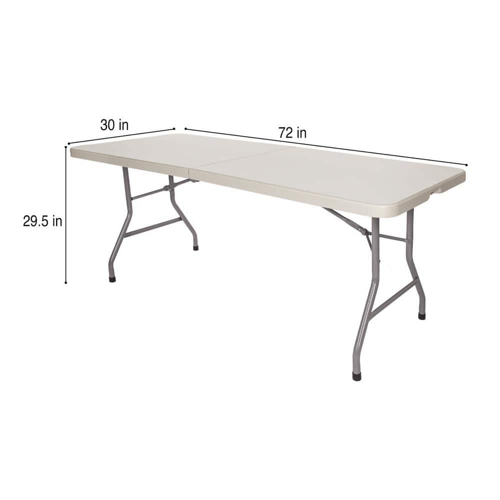 Hampden 72" Gray Plastic and Steel Fold-In-Half Table