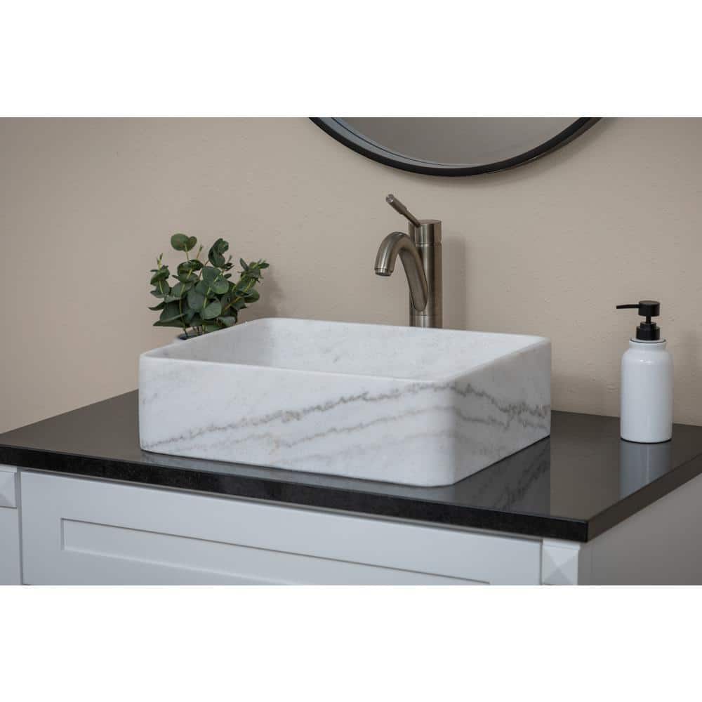 Guanxi White Marble Rectangular Vessel Bathroom Sink