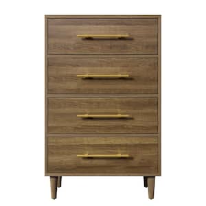 4-Drawers Walnut Chest of Drawers 30 in. W x 46.20 in. H x 17 in. D