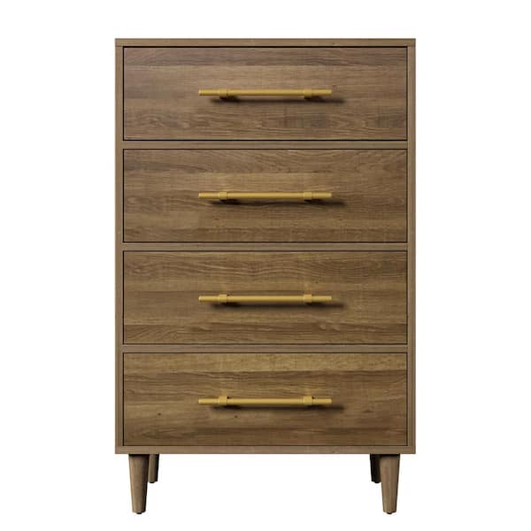 ATHMILE 4-Drawers Walnut Chest of Drawers 30 in. W x 46.20 in. H x 17 in. D
