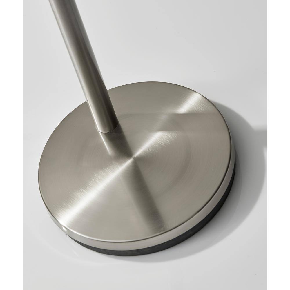 Trinity Brushed Steel 74'' Adjustable Arc Floor Lamp with White Shades