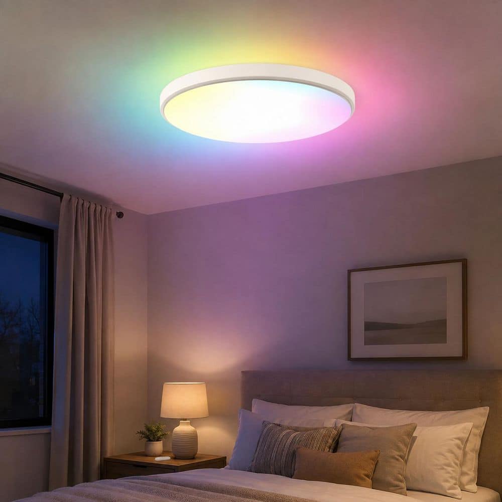 12 in. Smart LED Ceiling Light 24W RGB with Music Sync, App Control & Remote, Dimmable Flush Mount Light for Bedroom