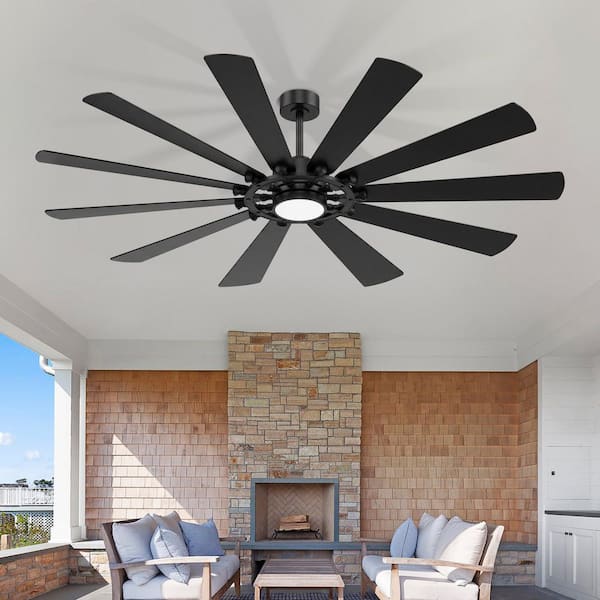 Breezary Wesley 72 in. Indoor Black Industrial Ceiling Fans with
