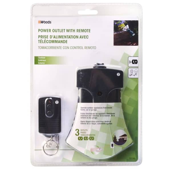 Woods 13 Amp Outdoor Plug-In Weatherproof Wireless Remote 3-Outlet Light  Control, Black 59748WD - The Home Depot