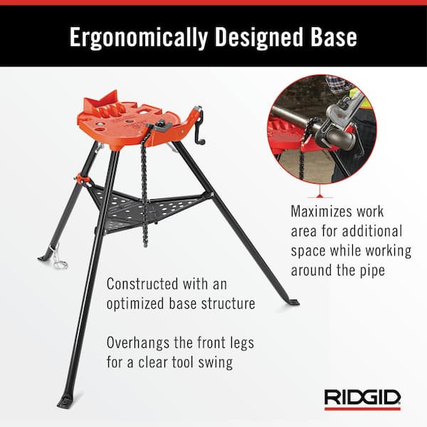 RIDGID 1/8 in. to 6 in. Pipe Capacity, Portable TriStand Chain