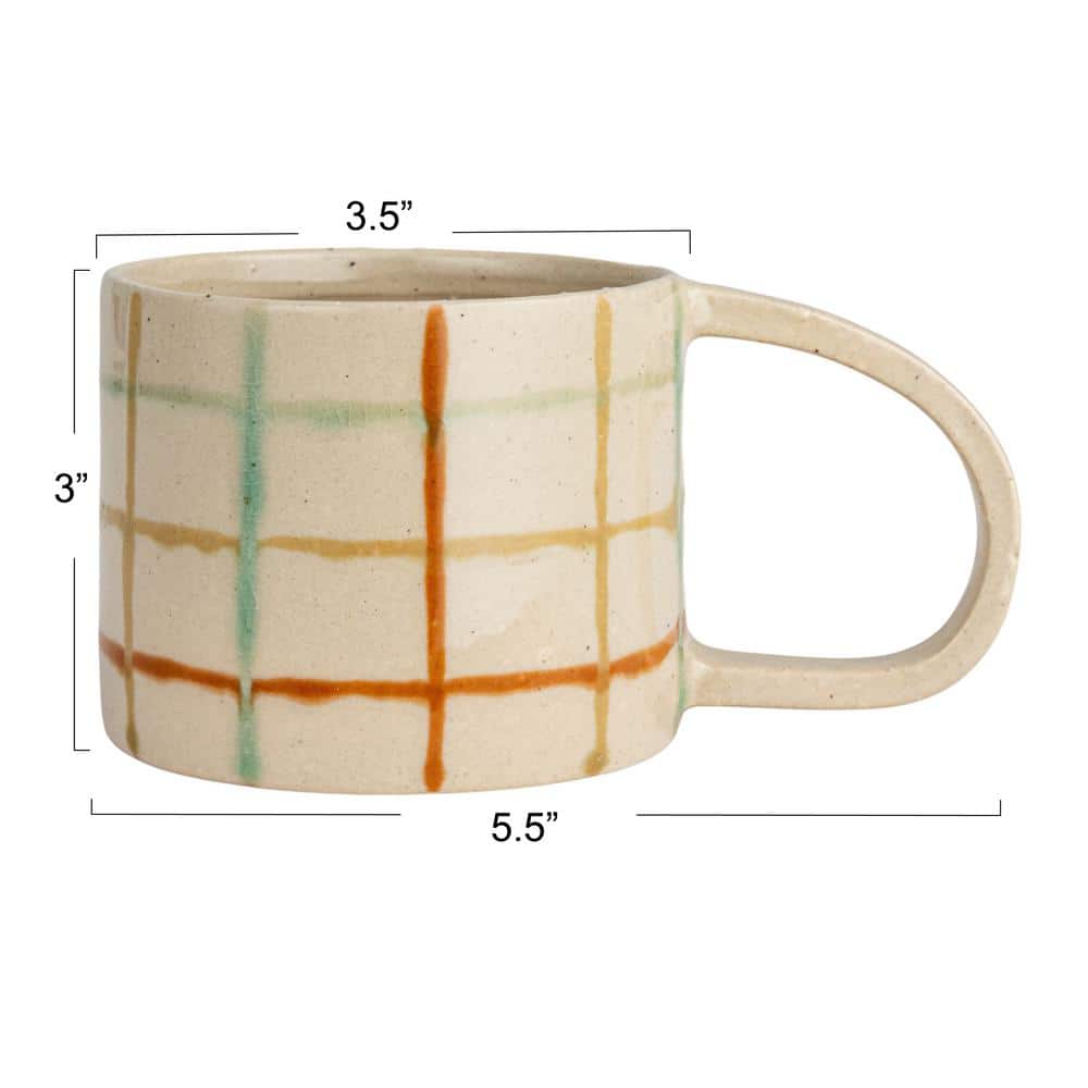 Multicolor Checkered Ceramic Round Mug with Handle